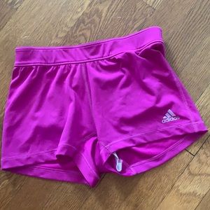 Neon purple Adidas spandex shorts!